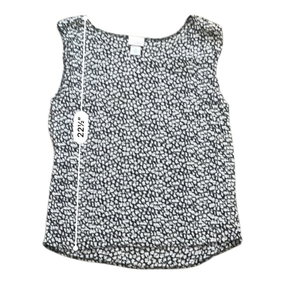 Kim Rogers casual accordion style top shirt MP white black abstract  sleeveless - Picture 8 of 10